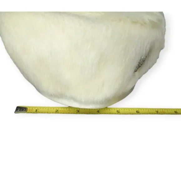Vintage Ivory Rabbit Fur Pill Box Hat with Rhinestone Accent - Picture 10 of 12